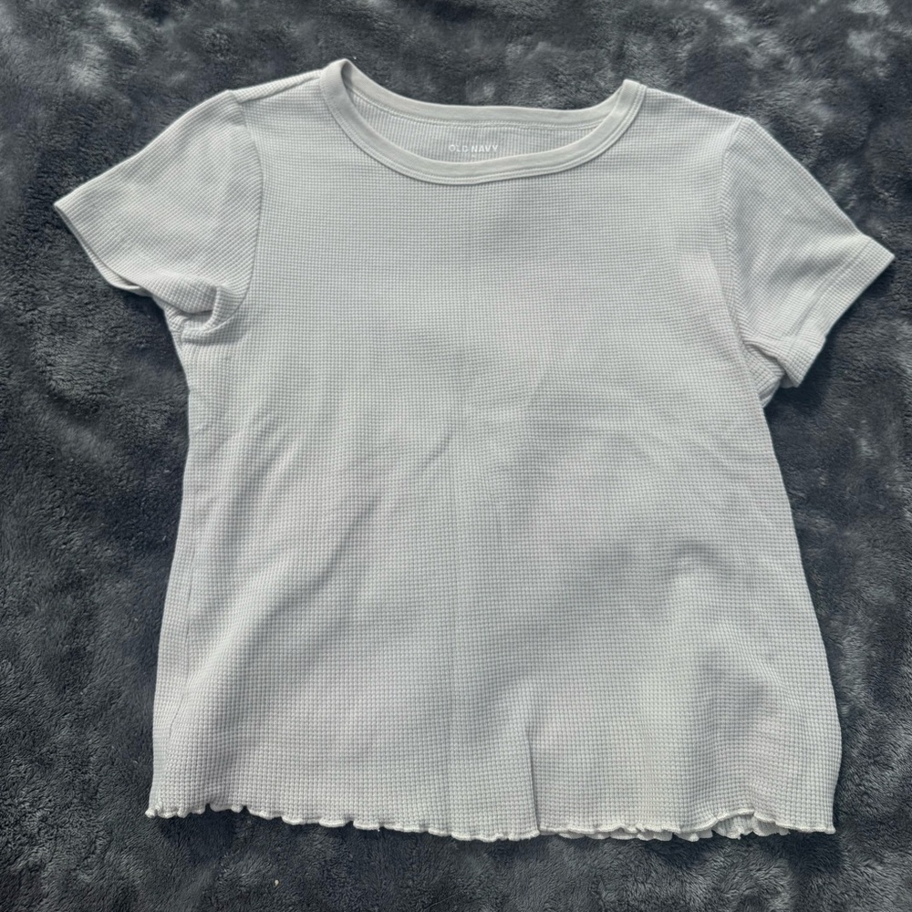 Old Navy Cropped Grey Waffle Knit Tee Size M